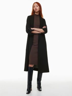Aritzia Babaton Long Black Open Front Coat XXS